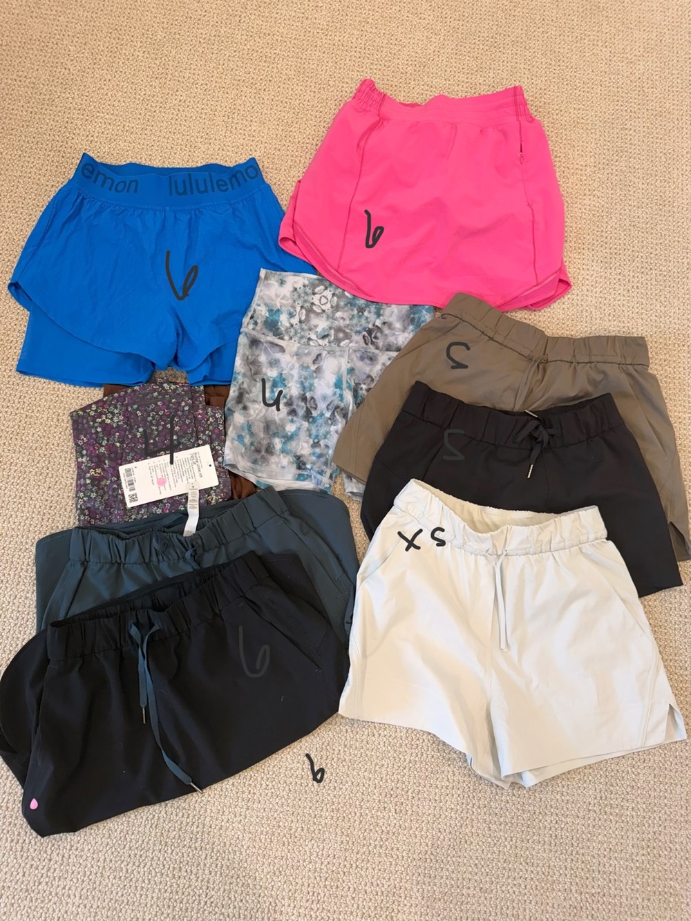 lululemon athletica Women's Bright Pink & Blue Athletic Shorts Bundle